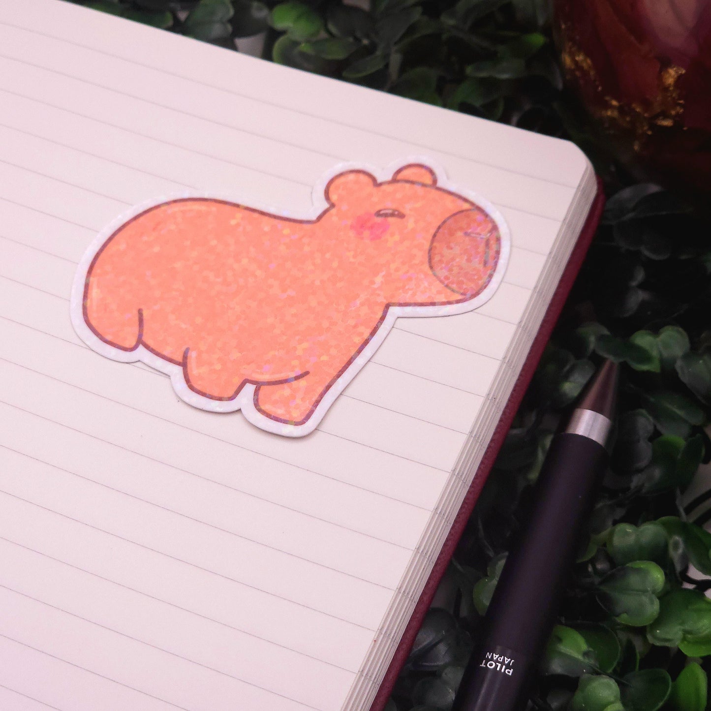Glitter Holographic Capybara Vinyl Sticker