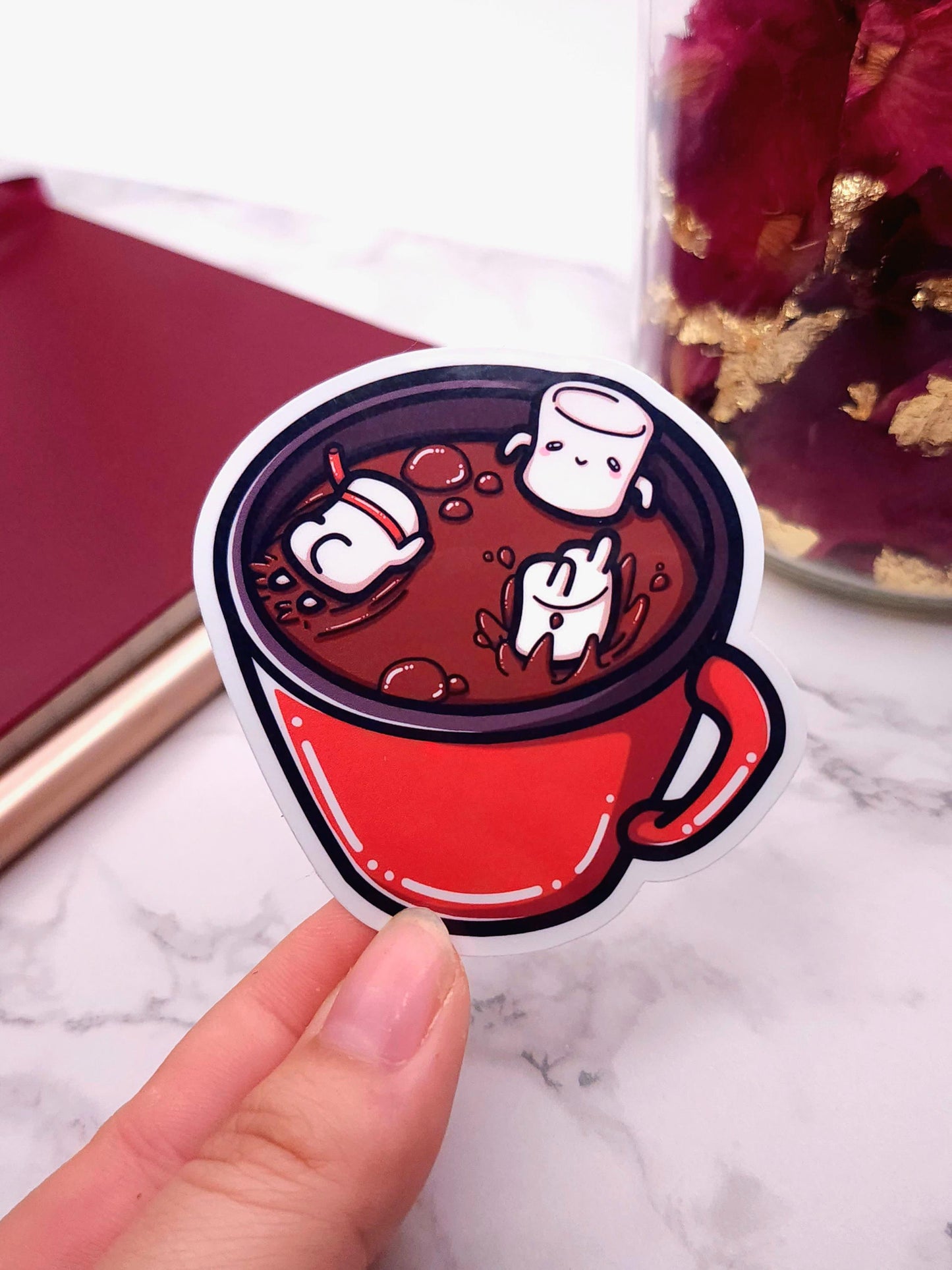 Hot Cocoa With Swimming Marshmallows Vinyl Sticker