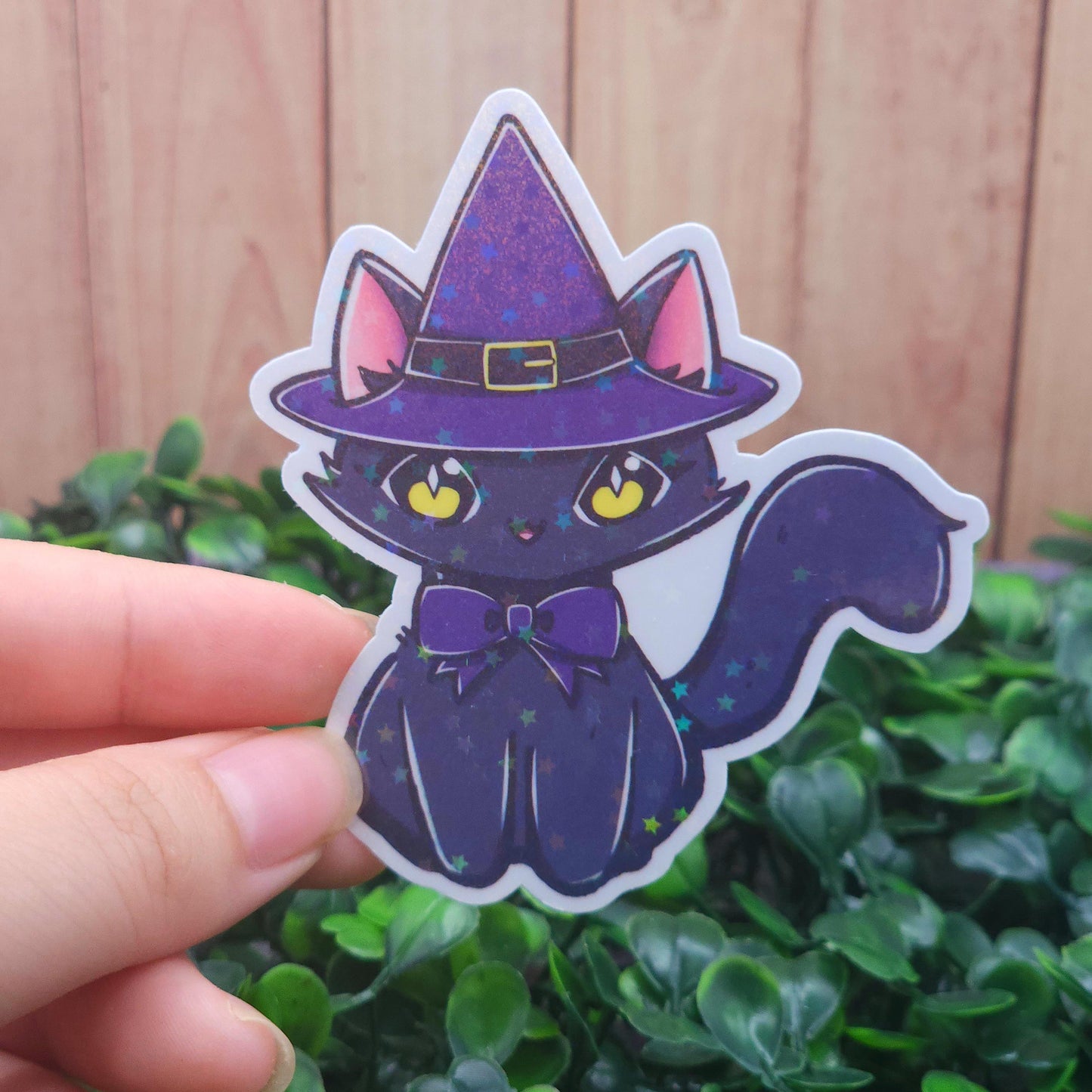 Magical Witch Cat Holographic Vinyl Sticker