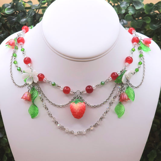 Strawberry Blossom Cottage-core Necklace
