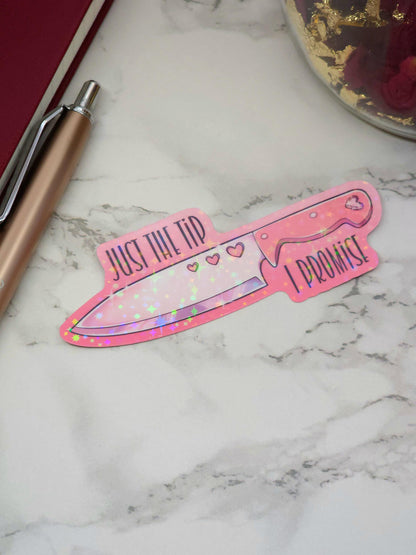 Pink Heart "Just the Tip" Knife Vinyl Sticker