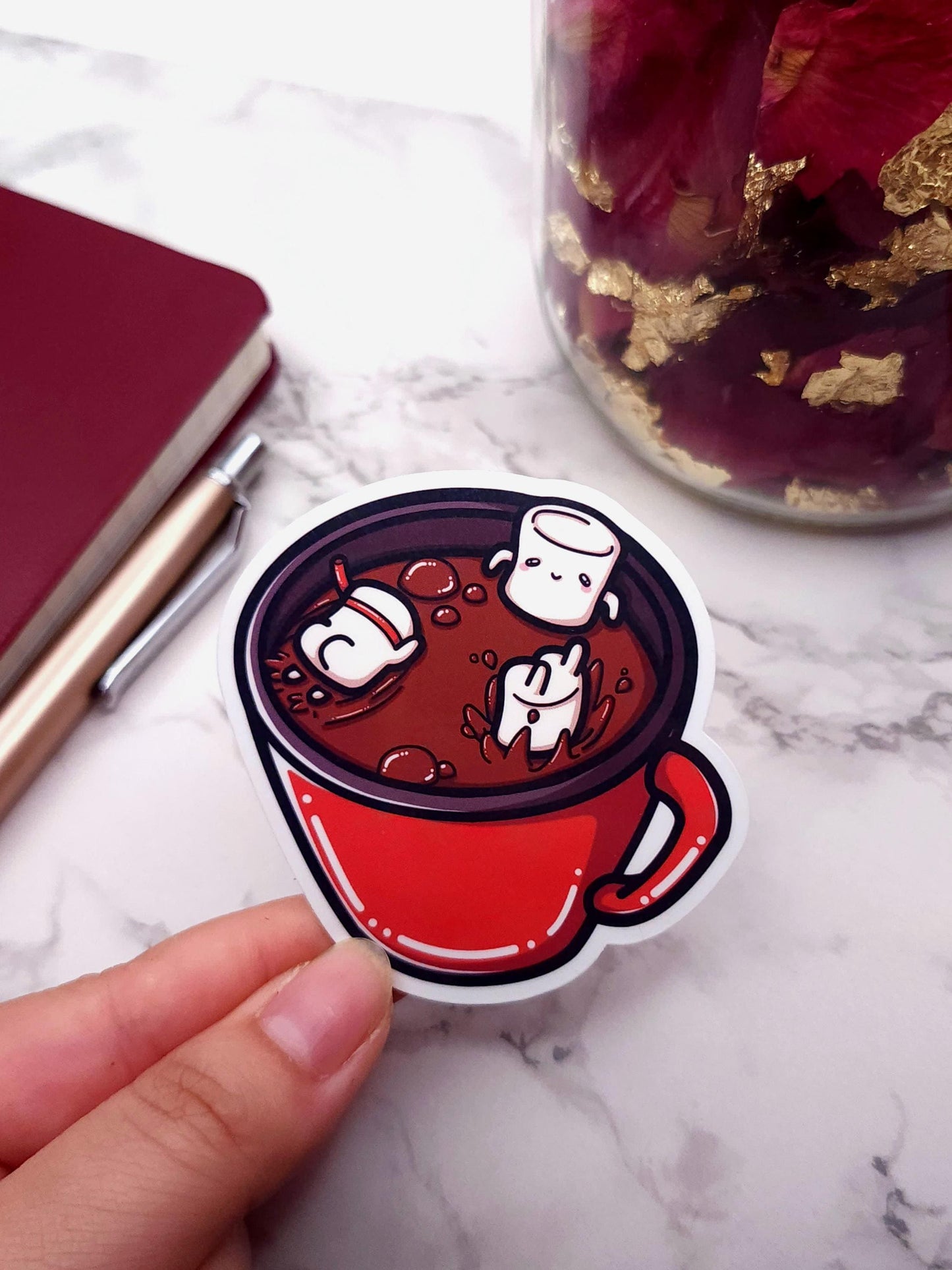 Hot Cocoa With Swimming Marshmallows Vinyl Sticker