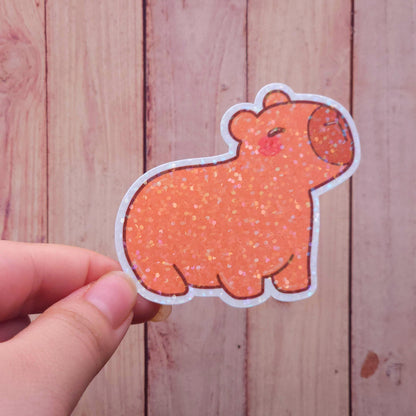 Glitter Holographic Capybara Vinyl Sticker