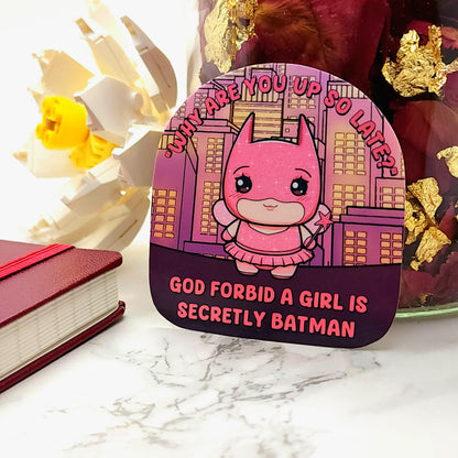 No Sleep God Forbid A Girl Is A Superhero Vinyl Sticker