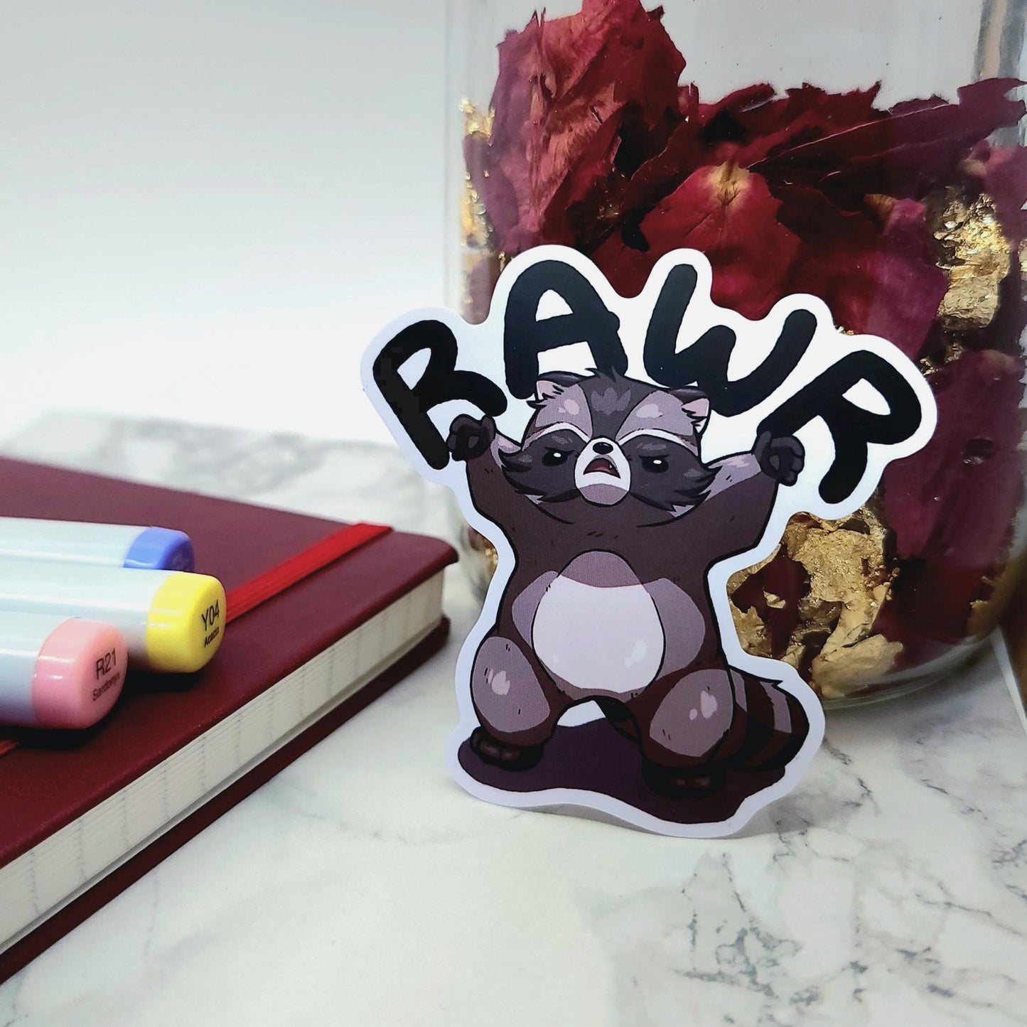 Rawr Raccoon Vinyl Sticker
