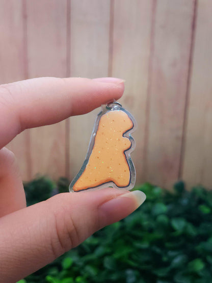 T-Rex Dinosaur Chicken Nugget Glitter Earrings