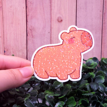 Glitter Holographic Capybara Vinyl Sticker