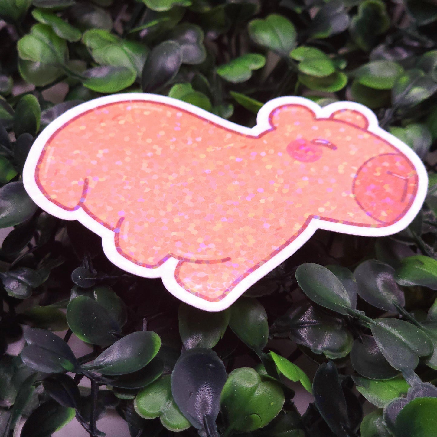 Glitter Holographic Capybara Vinyl Sticker
