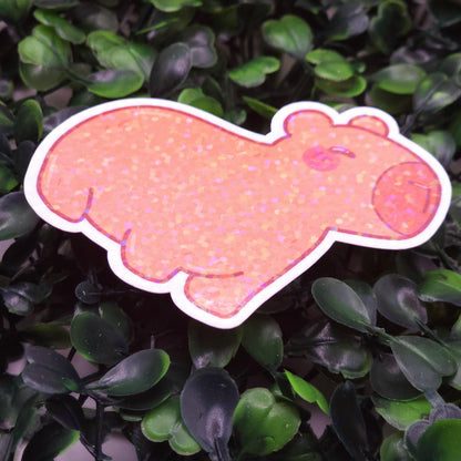 Glitter Holographic Capybara Vinyl Sticker