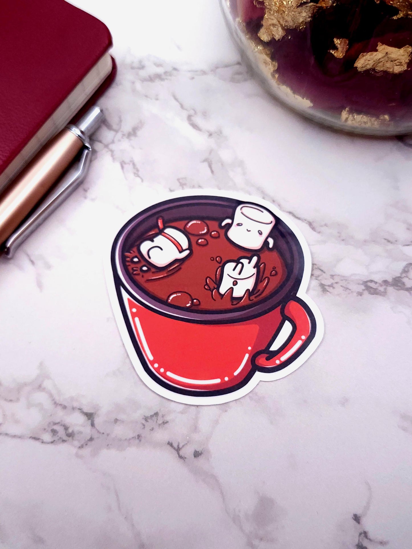 Hot Cocoa With Swimming Marshmallows Vinyl Sticker