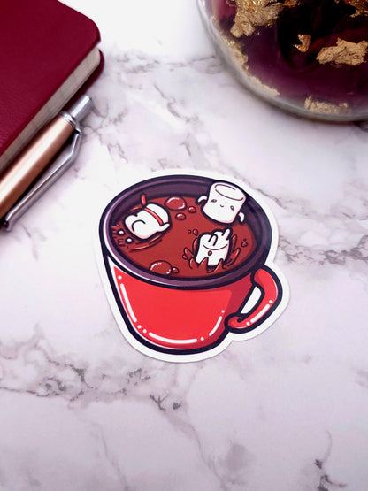 Hot Cocoa With Swimming Marshmallows Vinyl Sticker