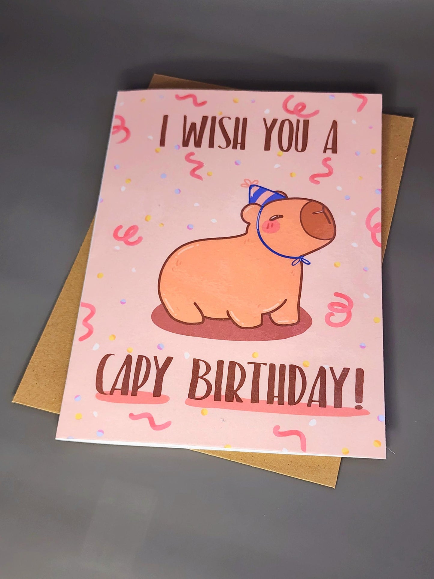 Cappy Birthday Party Hat Capybara Card With Stickers Bundle
