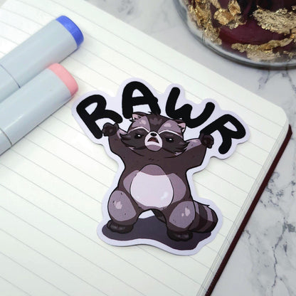 Rawr Raccoon Vinyl Sticker