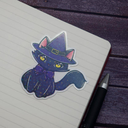 Magical Witch Cat Holographic Vinyl Sticker