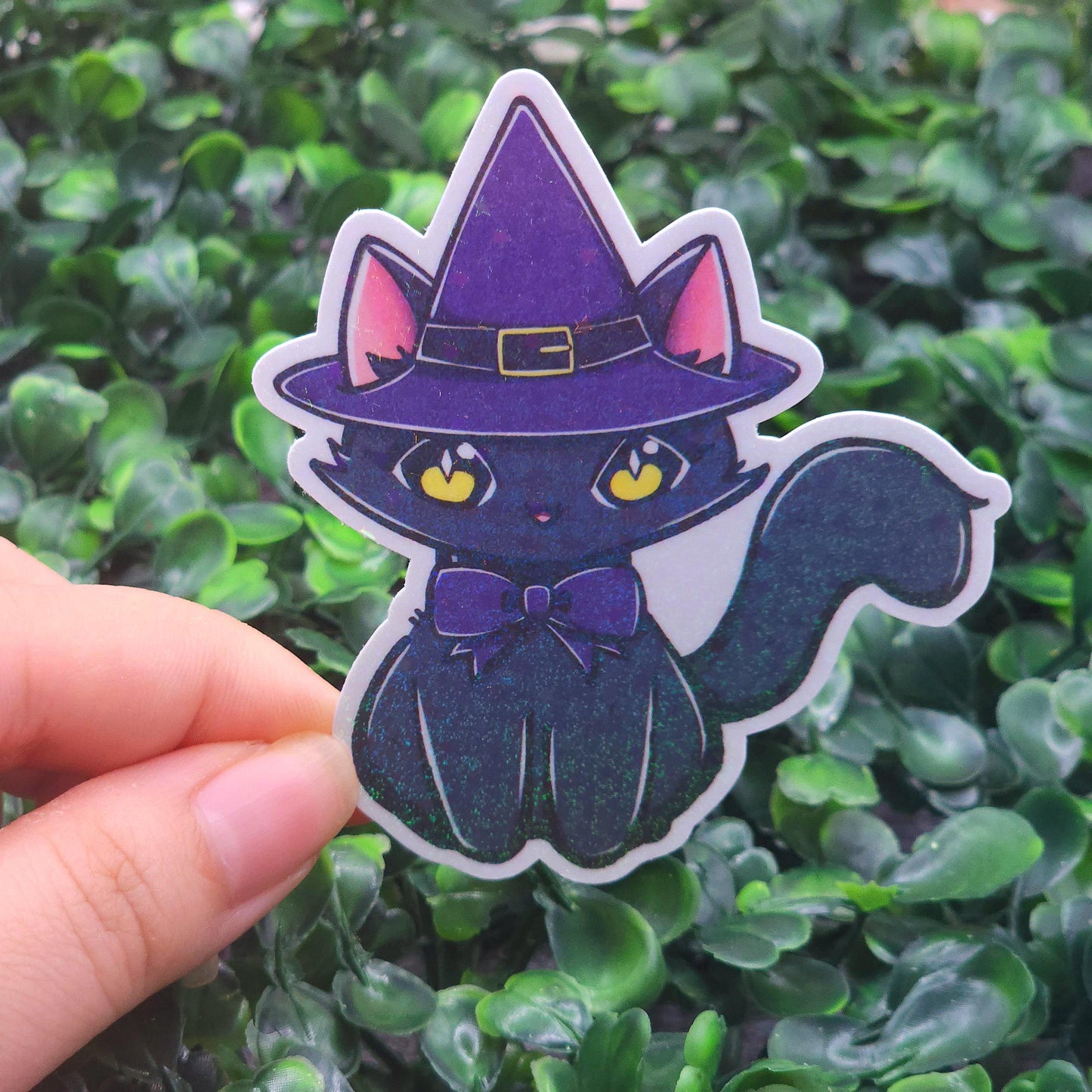 Magical Witch Cat Holographic Vinyl Sticker