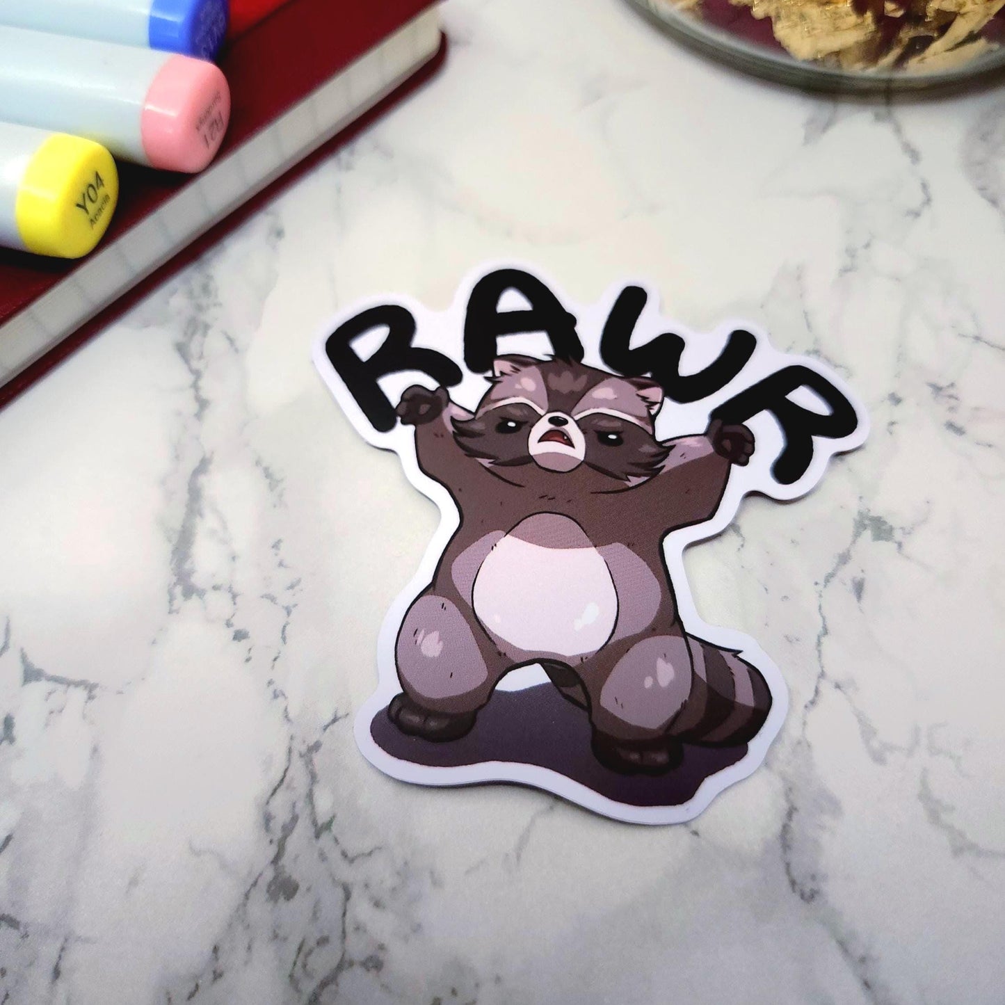 Rawr Raccoon Vinyl Sticker