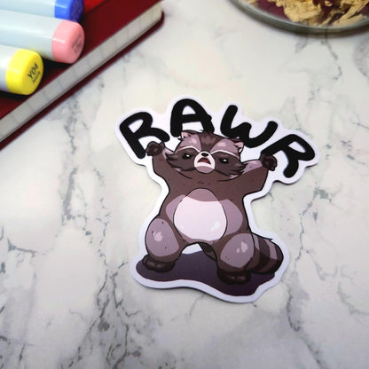 Rawr Raccoon Vinyl Sticker