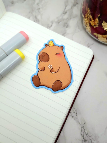 Capybara & Bird Glitter Vinyl Sticker