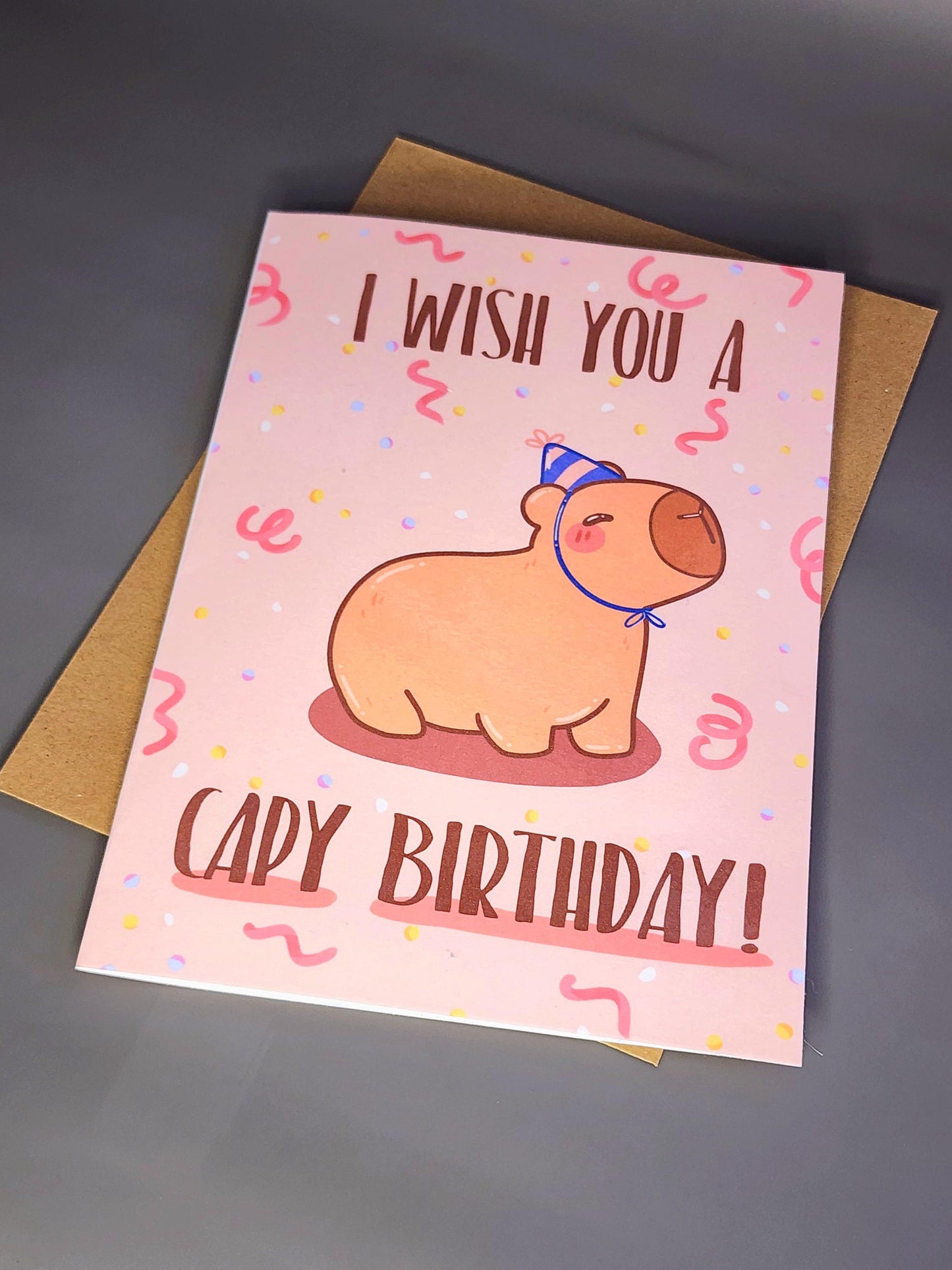 Cappy Birthday Party Hat Capybara Card With Stickers Bundle